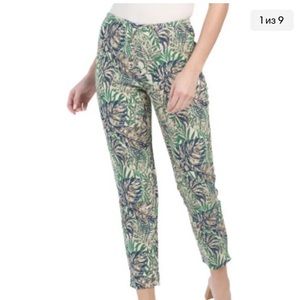J.McLaughlin Margot Botanical Jacquard Blue/ Green Pants New Sz8